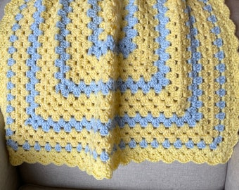 Baby Blanket, Baby Afghan, Yellow and Blue Baby Blanket, Crochet Baby Blanket, Baby Shower Gift, Baby Blanket Girl, Snuggle Blanket