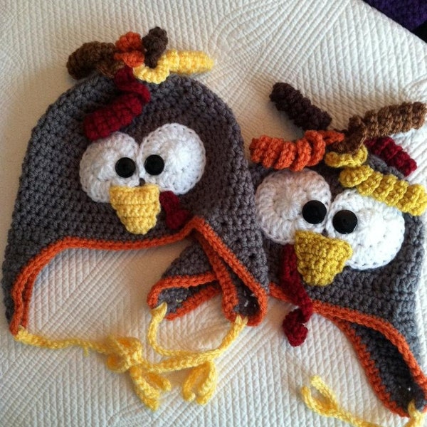 CRoChet Earflap Hat PAtTerN, Crochet Earflap Hat, Turkey Hat, Crochet Turkey Hat Pattern, Crochet Turkey Hat, Crochet Earflap Hat Pattern