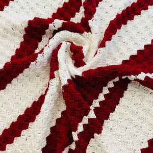 Christmas  C2C Afghan Pattern, Candy Cane Afghan, Easy Crochet Afghan, C2C Blanket Pattern, Crochet Blanket Pattern, Beginner C2C Pattern