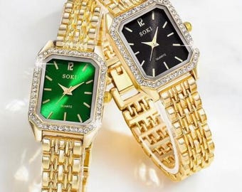 SOKI Gold-Tone Women's Watch | Elegant Chain Bracelet | Professional & Casual Quartz Timepiece