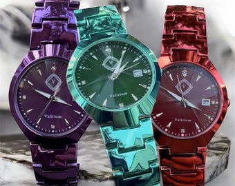 Colourful Valirium Wristwatch Collection  | Unisex - Stainless Steel Water-Resistant Quartz