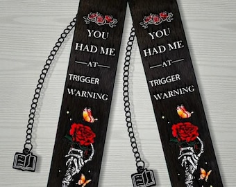 Gothic Skeleton & Rose Bookmark - Stainless Steel Dark Romance Design