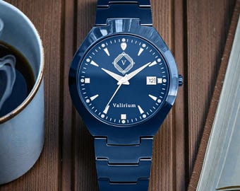 Reloj azul elegante para hombre y mujer / Reloj de pulsera clásico resistente al agua