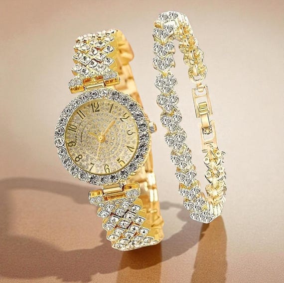 Rhinestone Watch and Bracelet Set Luxury Minimalist  display picture 1