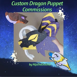 Custom dragon puppet commissions by Niju