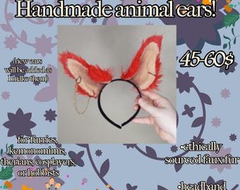 Furry ear headbands for costumes
