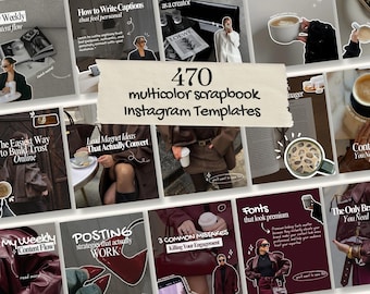 Multicolor Faceless Aesthetic Instagram Canva Templates, Social Media Agency Kit, IG Carousel Posts, Storytelling Posts, TikTok & IG Slides