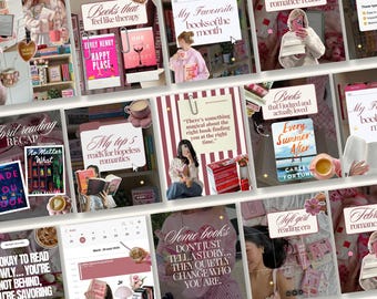 Bookstagram Canva Templates, Booktok Instagram Post, Trendy IOS Cozy Bookish Instagram for Book Lovers, Author Social Media, Book marketing