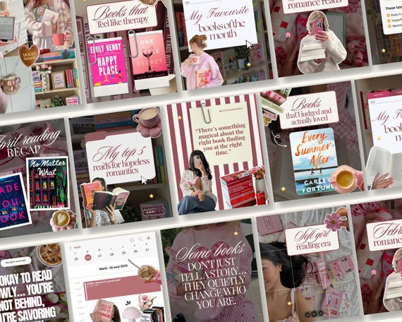 Bookstagram Canva Templates, Booktok Instagram Post, Trendy IOS Cozy Bookish Instagram for Book Lovers, Author Social Media, Book marketing
