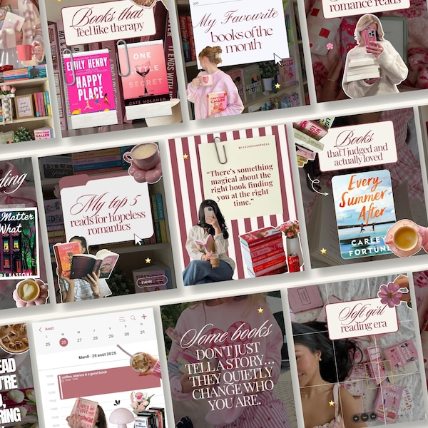 Bookstagram-Canva-Vorlagen, Booktok-Instagram-Posts, Trendige, gemütliche Instagram-Posts für Bücherliebhaber (iOS), Social Media für Autoren, Buchmarketing