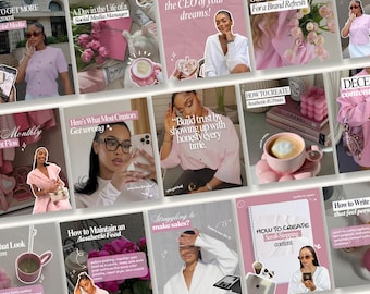 Melanin Pink Instagram Post Templates Faceless Luxury Templates for Social Media Managers or Content Creators, Pink & Minimal UGC Style