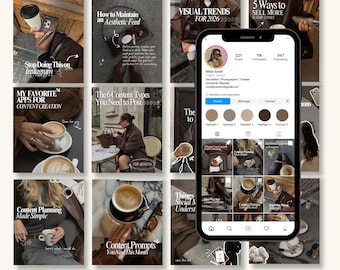 Brown Aesthetic Coaching Instagram Templates, Social Media Agency Kit, IG Carousel Posts, SMM Viral, Coach Influencer, Content Creator Pack