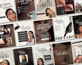 Lash Tech Instagram Post Templates, Modern Canva Bundle for Salons Lash Tech Instagram Template, Lashes Templates Posts, Lash Business Post