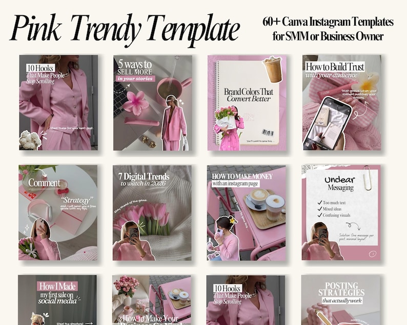 Pink Aesthetic Instagram Templates, Social Media Agency Coaching Kit ...