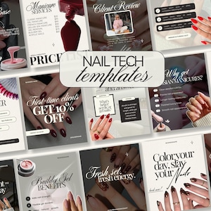 Nail Tech Instagram-mall för nagelkonstnär, tekniker, estetisk nagelsalong, innehåll på sociala medier, influencer-marknadsföring, redigerbar Canva-mall