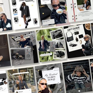 Trendiga iOS Core Instagram Content Creator-mallar, digitala marknadsföringsinlägg, estetisk klippbok, UGC Black Instagram Posts Kit, SMM Viral