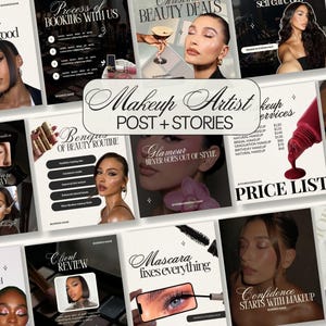 Modèles de publications et d'articles Instagram de maquilleur, entreprise de beauté, messages MUA Canva, studio de maquillage, modèles de salon de beauté, message MUA de mariage