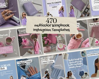 Multicolor Faceless Aesthetic Instagram Canva Templates, Social Media Agency Kit, IG Carousel Posts, Storytelling Posts, TikTok & IG Slides