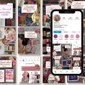 May include: A collage of images with a pink and white aesthetic, featuring books, a phone, and text overlays. The text includes "My Favourite books of the month," "Booktok made me buy these," and "Books that feel like summer love."