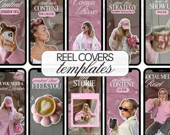 40 feminine ästhetische rosa Instagram Reel Cover Vorlagen Canva essbare ästhetische Social Media-Manager Inhalt Ersteller UGC Ersteller Brand Kit