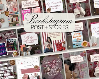 Bookstagram Canva Templates, Bookstagram Posts & Stories, Trendy IOS Bookish Instagram for Book Lovers, Author Social Media, Book marketing