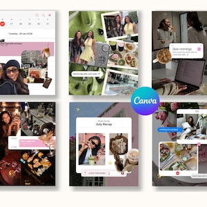 May include: A digital collage template featuring multiple photo frames, calendar views, and text overlays including "Tuesday - 26 Jan 2026", "Matcha date after work today ???", "Slow mornings", "July Recap", "June memories", and "lunch date with friends".