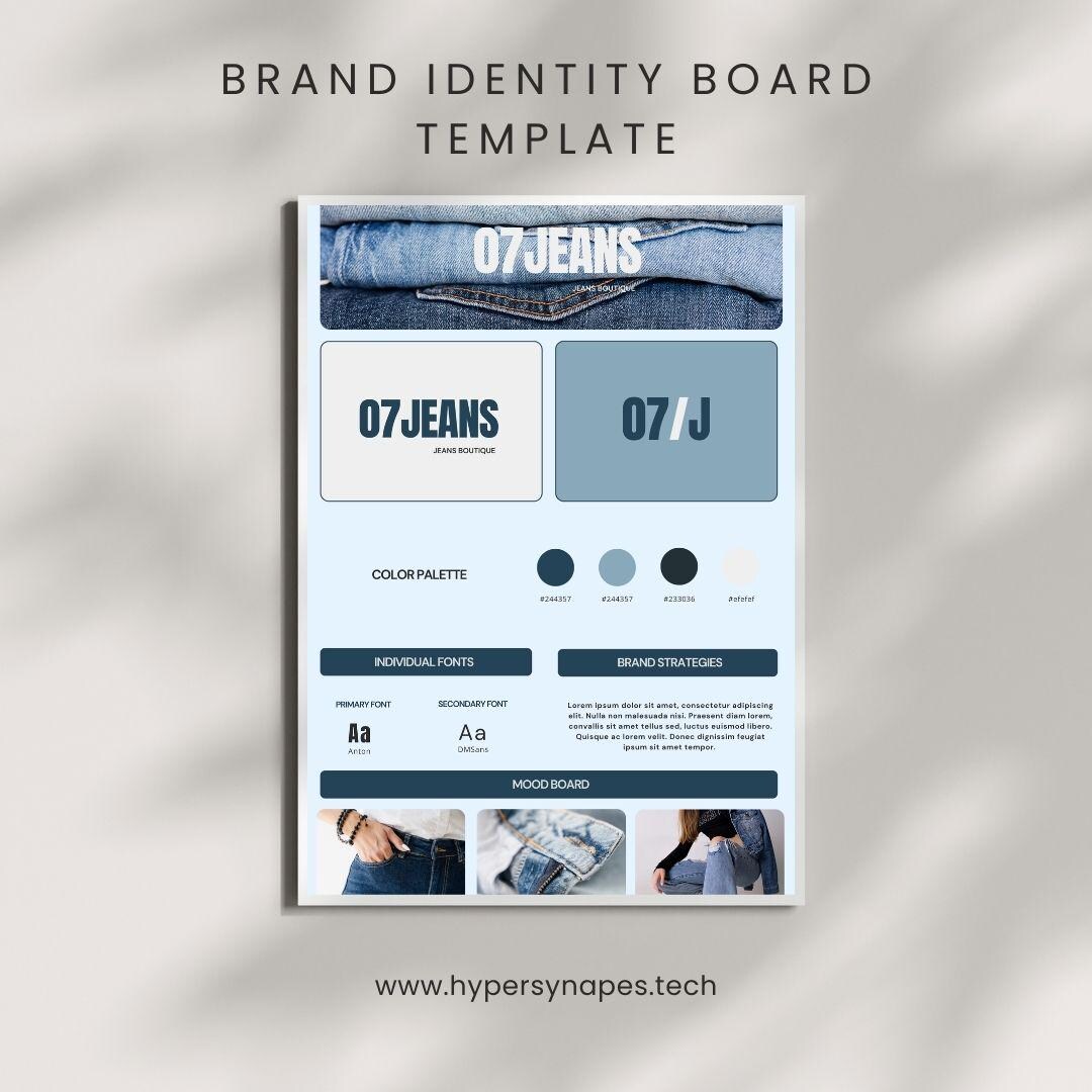 Indentity Board Minimalist Brand Board Template Canva | Clean Logo Mood Board, Color ...
