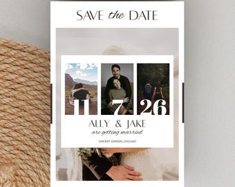 Editable Photo Save the Date Template | Minimalist Wedding Announcement (Digital Download)