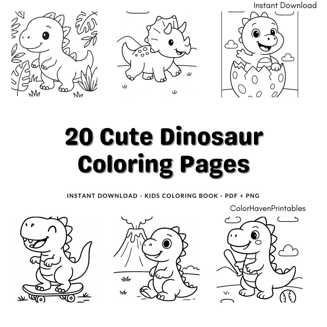 20 Dinosaur Coloring Pages for Kids – Cute Printable Dinosaur Coloring ...