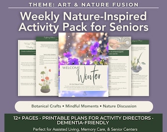 Senior Nature Activity Pack | Easy Activities for Seniors | Activity Director PDF | Ikebana & Suminagashi | Printable Worksheets