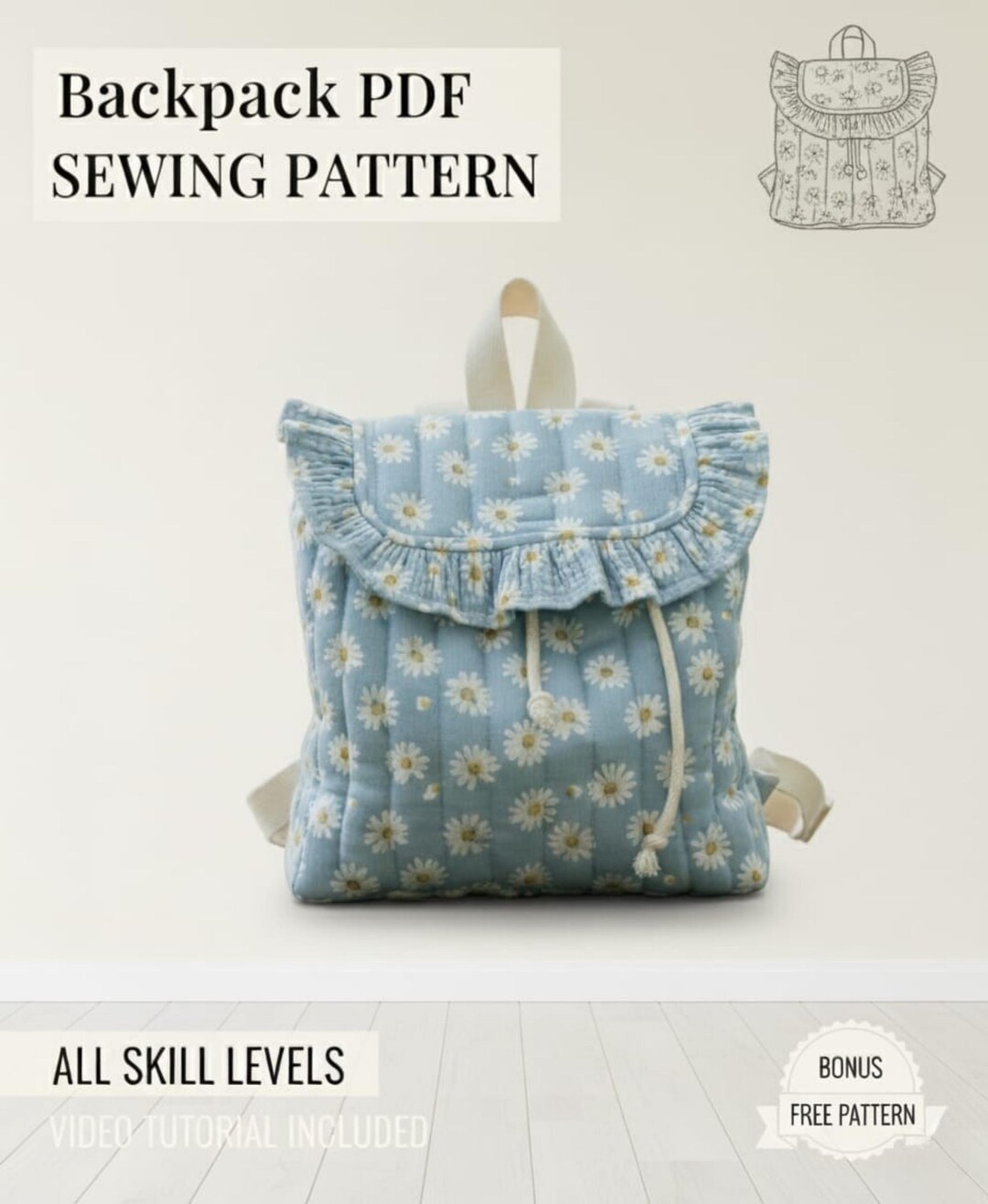 Frilled Flap Backpack PDF Sewing Pattern | Baby Accessories | Kids Bag ...
