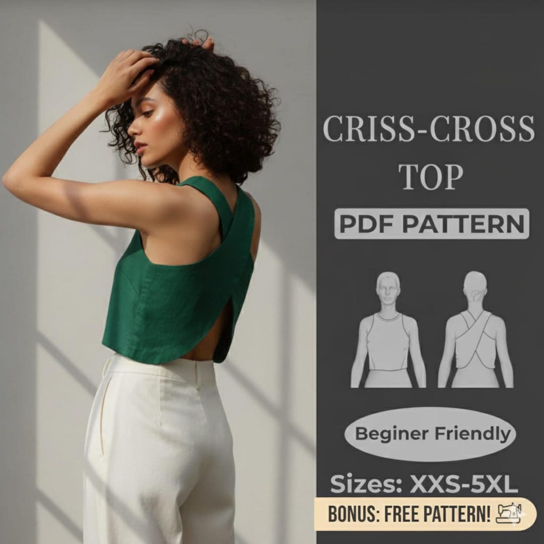 Crossback Wrap Top Sewing Pattern Pdf | Beginner Criss Cross Blouse ...