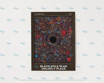 Svart hål väggkonst, rymdtryck, astronomiposter, mörk akademisk rumsdekor, vetenskapspresent till honom, galax digital nedladdning, rymdheminredning