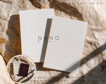 Minimalist 4x6 Card Mockup | Two Vertical Cards Flat Lay Invitation Mockup | Minimal Neutral Stationery PSD | Instant Download JPG PNG