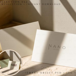 May include: Two off-white folded cards with the word "NANO" printed on one. A smaller circular image shows two cards, one with "BELIEVE IN YOURSELF" and another with text. The image also includes text: COLLECTION 062, HIGH RESOLUTION, INSTANT DOWNLOAD.