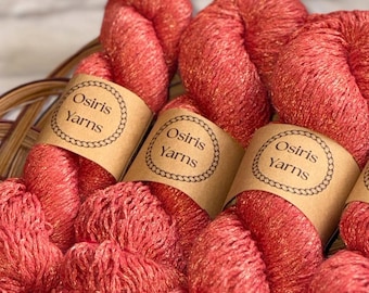 Hilo de peso deportivo con estampado de escamas de sirena, 70 % algodón reciclado y 30 % nailon.