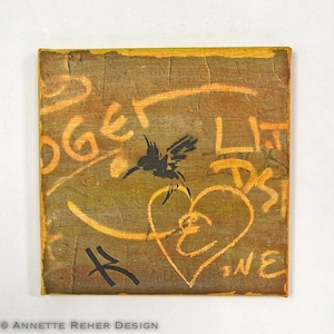 graffiti with kolibri Hamburg St.Georg phototransfer/potch on  handcoloured canvas single piece