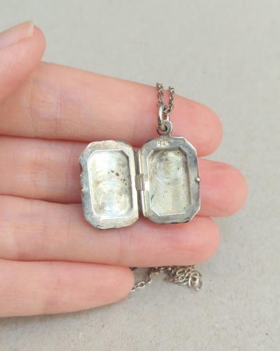 Vintage Sterling Silver Octagonal Rectangle Locke… - image 5