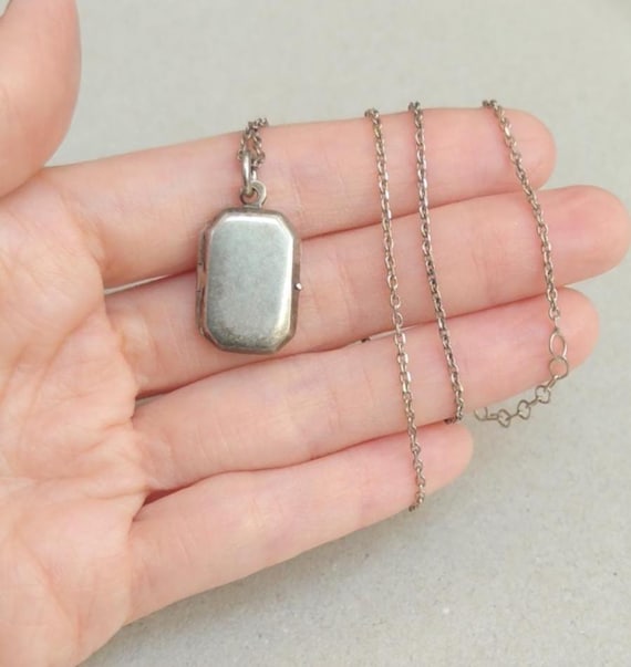 Vintage Sterling Silver Octagonal Rectangle Locke… - image 4