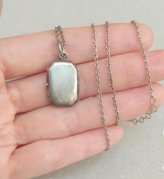 Vintage Sterling Silver Octagonal Rectangle Locke… - image 3