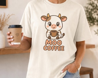 Moo Coffee Shirt, Coffee Lover Tee, Cute Cow Shirt, Funny Coffee Tee, Funny Cow Shirt, Cow Lover Gift, Coffee Lover Gift, Comfort Colors Tee