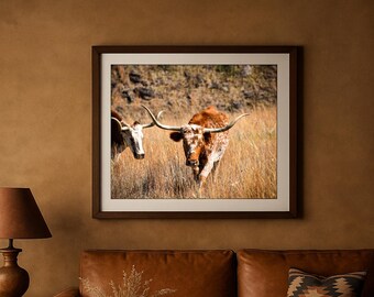 Oklahoma Longhorn Photography Print | Rustic Ranch Decor (Digital Download)
