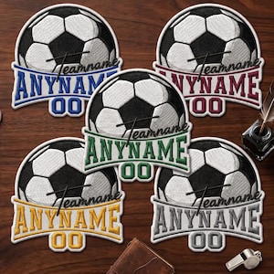 Custom Soccer Team Name Patch, Personalized Soccer Ball Badge with Number, Sports Team Spirit Iron On, Youth Soccer Player Gift