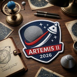Artemis II 2026 Mission Embroidered Patch, Moon Exploration Orion Spacecraft Badge, Astronaut Science Program Art Decal