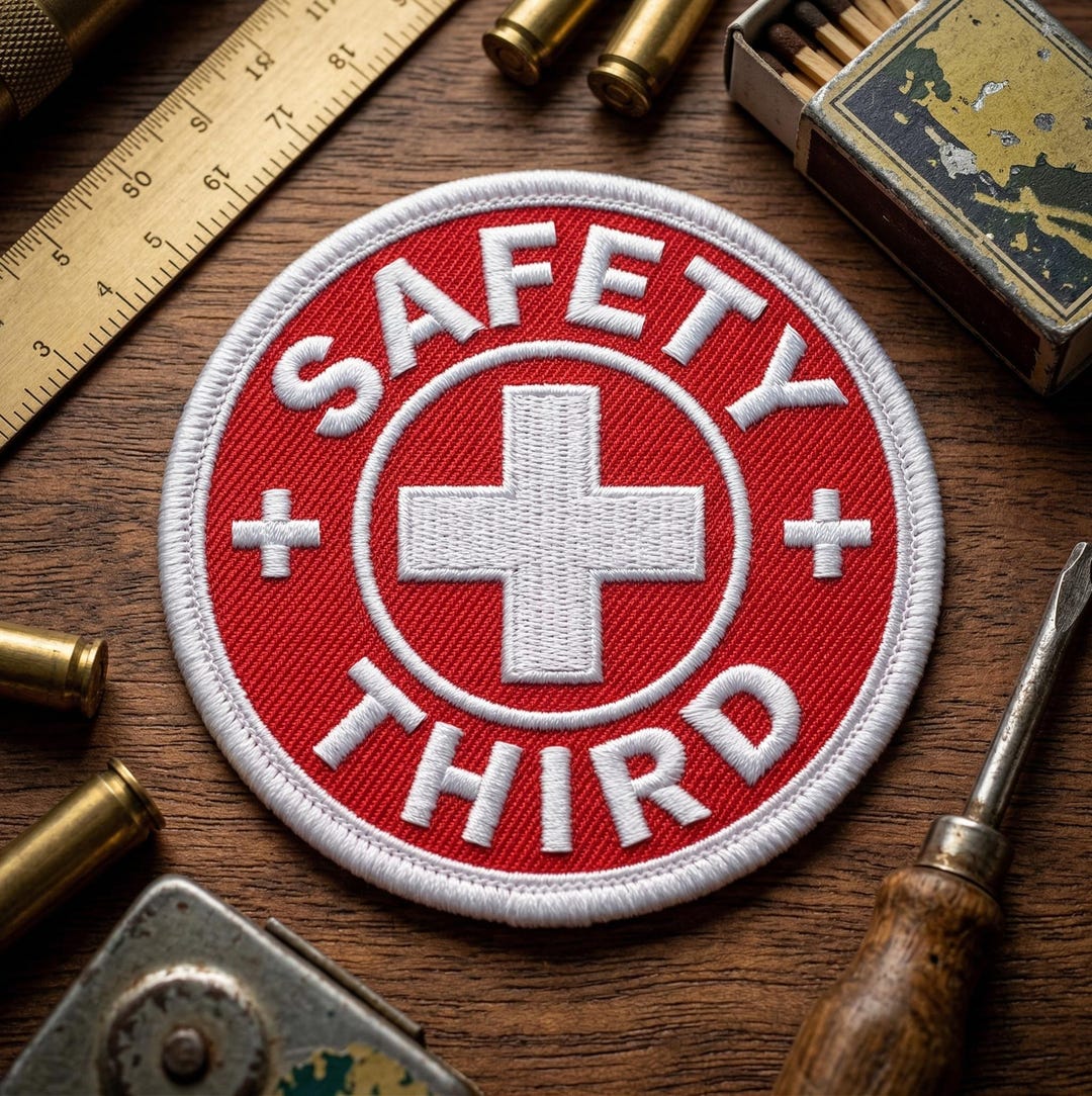 Safety Third Red Cross Embroidered Patch, Funny Industrial Risk ...