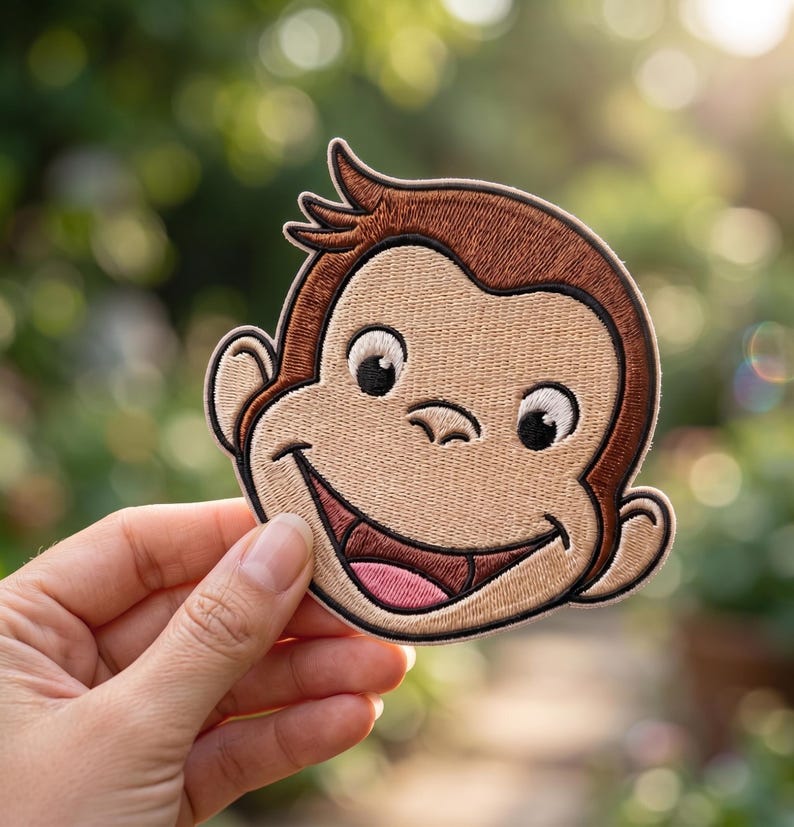 George Monkey Patch Curious George Embroidered Patch, Classic Cartoon Monkey Badge ...