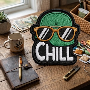 Chill Froggy Sunglasses Embroidered Patch, Cool Summer Toad Badge, Sarcastic Relaxed Vibe Art Decal