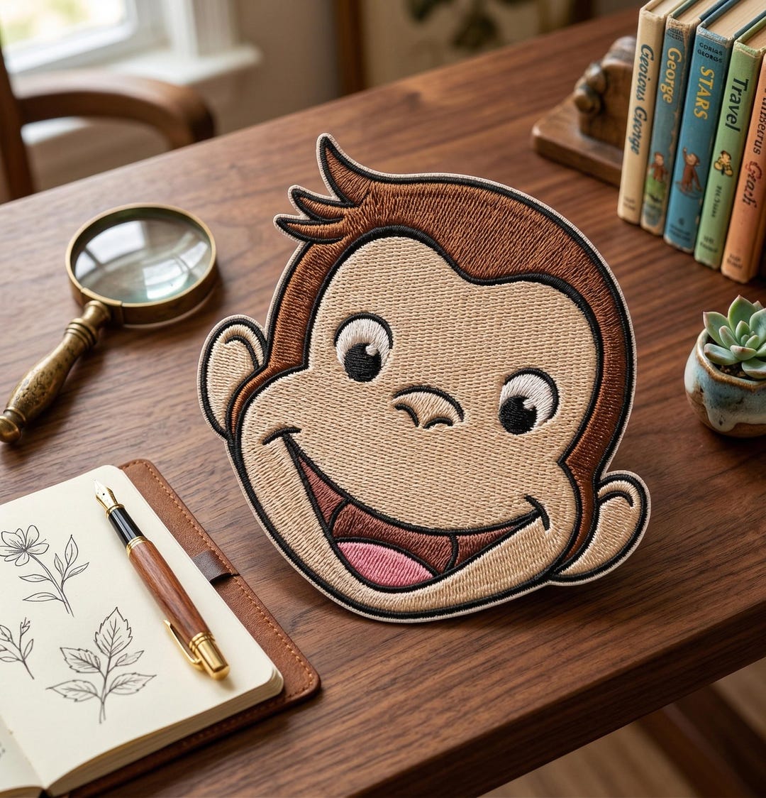 George Monkey Patch Curious George Embroidered Patch, Classic Cartoon Monkey Badge ...