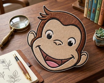 Curious George Embroidered Patch, Classic Cartoon Monkey Badge, Nostalgic Childhood Character Art Decal