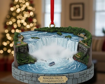 Personalized Niagara Falls Ornament, Travel Souvenir Gift, Custom North America Trip